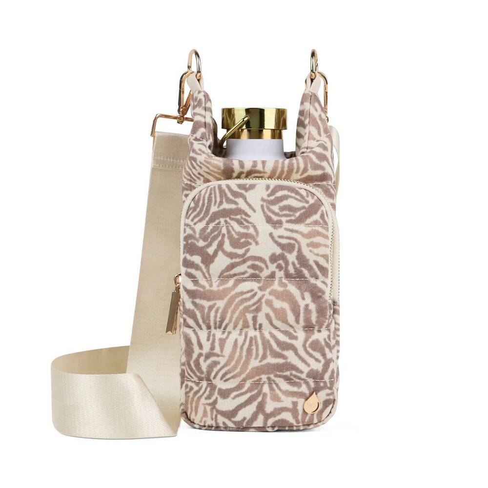 NEW WANDERFULL linen hydrobag water bottle crossbody bag in zebra print